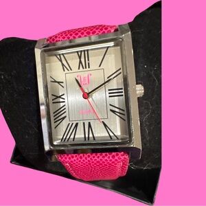 Women's Pink Leather Strap Watch